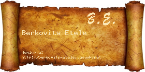 Berkovits Etele névjegykártya